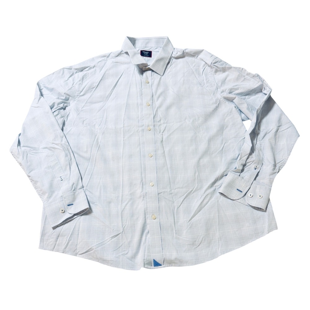 NWOT Untuckit SZ XXL‎ Long Sleeve Button Up Shirt White Blue Lightweight Relaxed